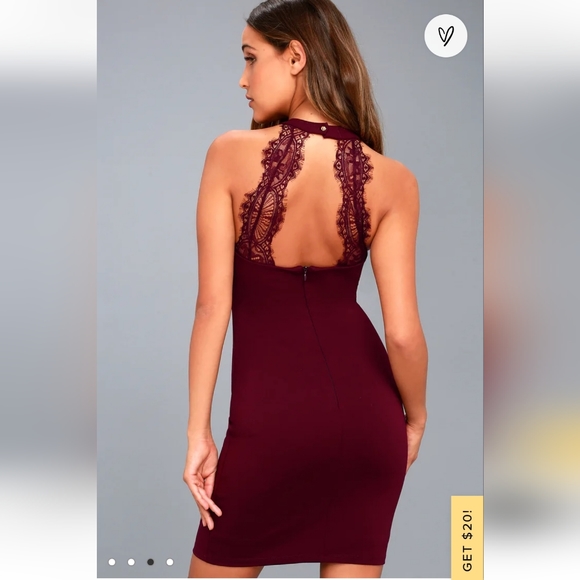 Lulu’s Endlessly Alluring Plum Purple Lace Open Back Bodycon Dress size M new - Picture 3 of 10